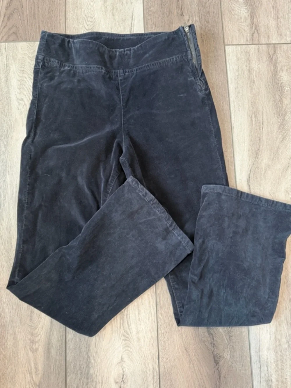 Free People Black Corduroy Pants with Side Zip - Slim Flare Fit